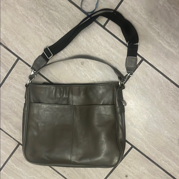 Grey Leather Diaper Bag - Picture 1 of 3